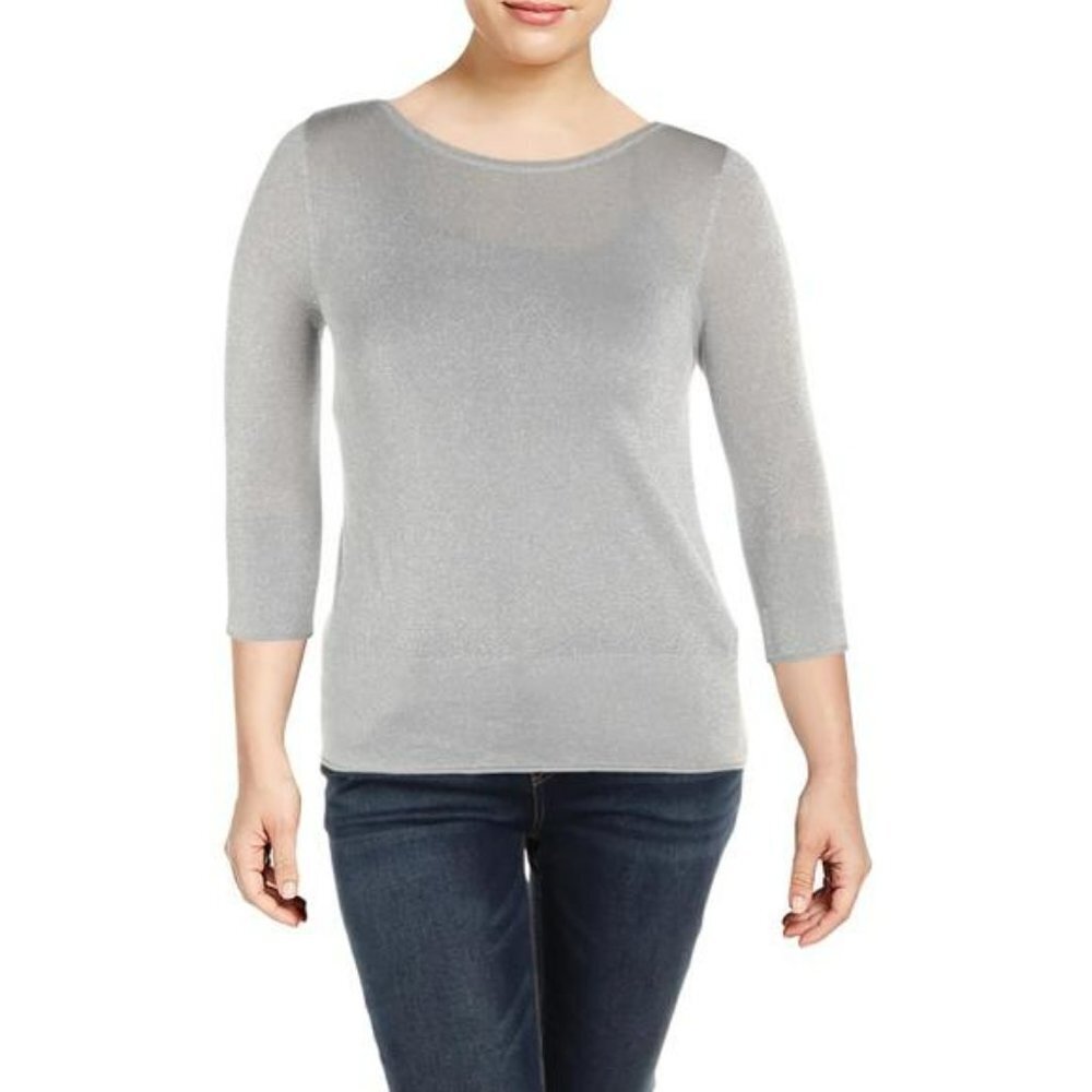 NWT New Basler Metallic Sparkle Viscose Knit 3/4 Sleeve Top Size 3XL